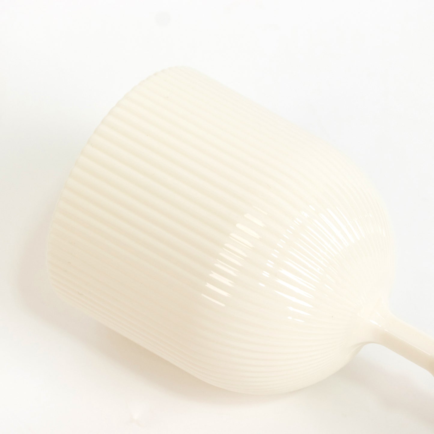 White vintage ribbed plastic goblet, reusable and shatterproof, 9oz.