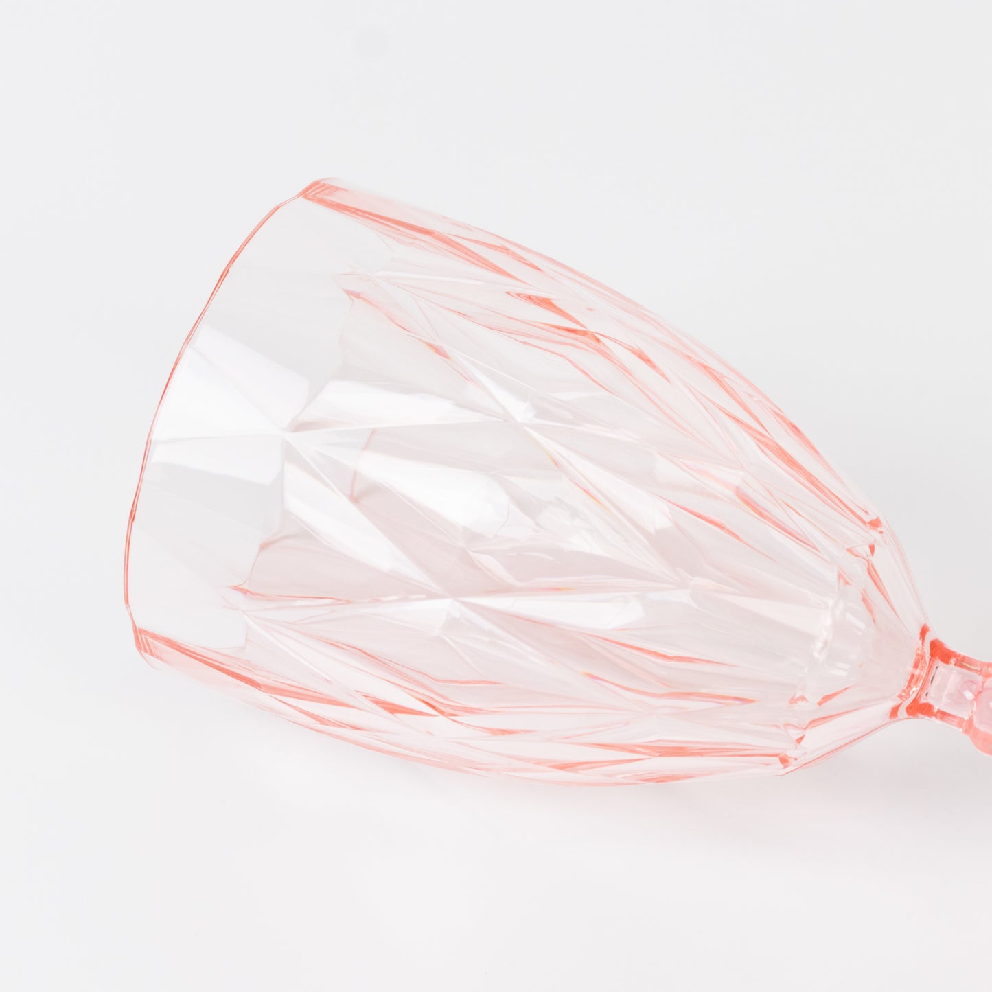 Blush vintage diamond cut plastic goblet, 11oz reusable wine glass.