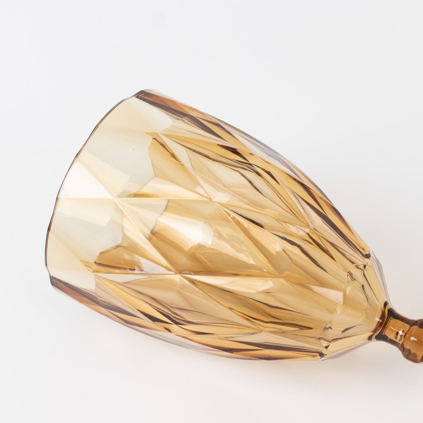 Amber gold vintage diamond cut plastic goblet, 11oz reusable wine glass.