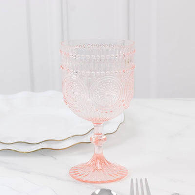 Transparent Blush Plastic Wine Goblets Transparent Blush Plastic Wine Goblets