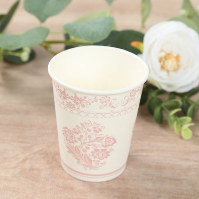 Convenience and Elegance with White Pink Damask Floral Paper Cups Convenience and Elegance with White Pink Damask Floral Paper Cups