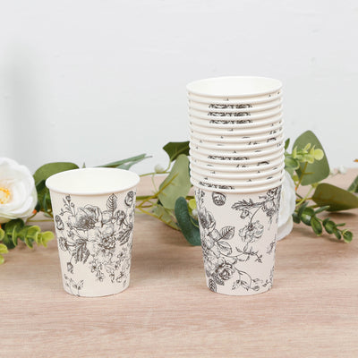 Black French Toile Paper Cups 9oz Black French Toile Paper Cups 9oz