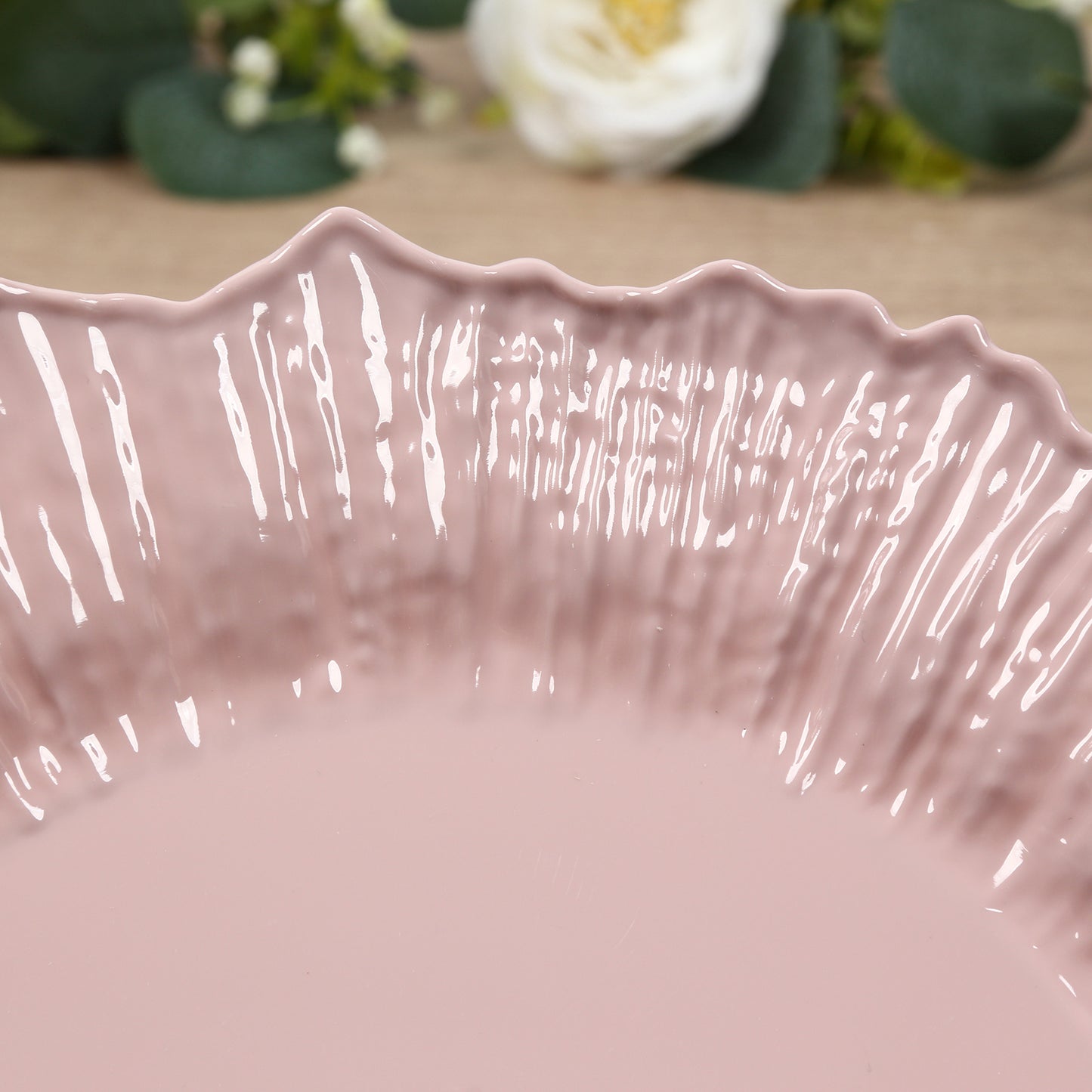 20-Pack 10" Plastic Dinner Plates – Blush Reef Design Party Plates – Elegant Disposable Tableware