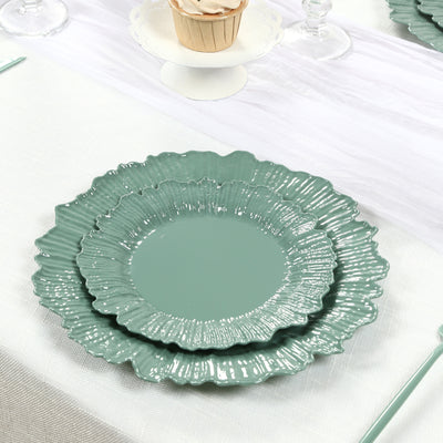Plastic Dessert Plates – 7" Dusty Sage Green Reef Design Plastic Dessert Plates – 7" Dusty Sage Green Reef Design