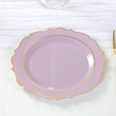 Stunning 8" Lavender Lilac Gold Scalloped Rim Salad Plates Stunning 8" Lavender Lilac Gold Scalloped Rim Salad Plates