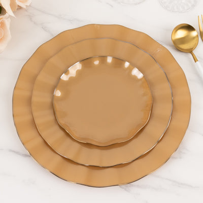 Heavy Duty Gold Ruffled Rim Plastic Dessert Plates Heavy Duty Gold Ruffled Rim Plastic Dessert Plates