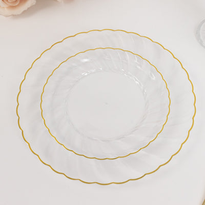 Elegant Clear Gold Flair Rim Plastic Dinner Plates Elegant Clear Gold Flair Rim Plastic Dinner Plates