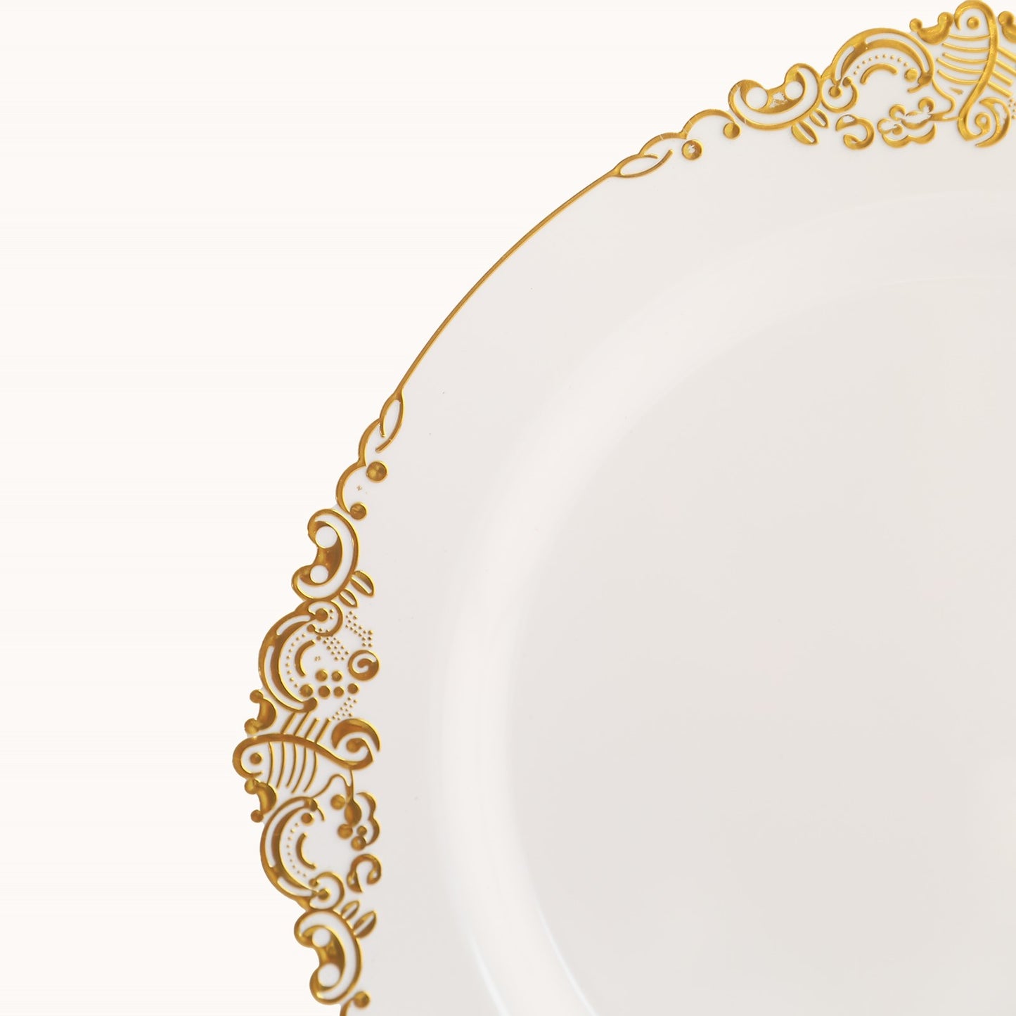 Disposable White Plates With Gold Embossed Rim 10 Pack 10 Inch