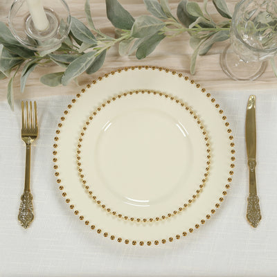 Ivory Dessert Plates with Gold Beaded Rim Ivory Dessert Plates with Gold Beaded Rim