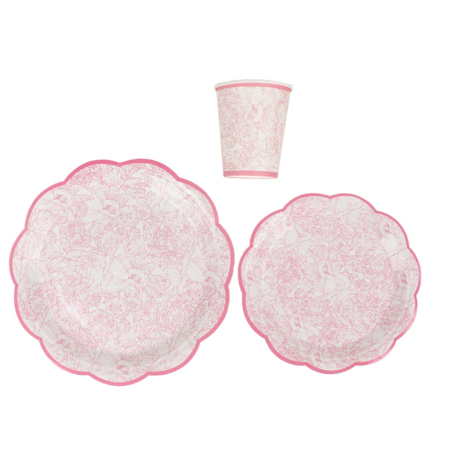 75 Pcs Pink Vintage Floral Paper Party Supplies Kit, Disposable Plates Cups Combo Pack