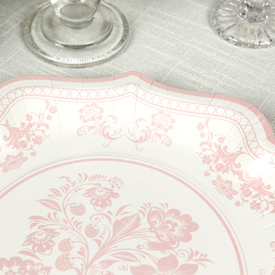 Timeless Convenience With Scalloped Rim White Pink Paper Salad Plates Timeless Convenience With Scalloped Rim White Pink Paper Salad Plates