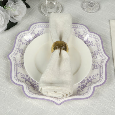 Versatile Round White Lavender Lilac Damask Floral Paper Appetizer Plates Versatile Round White Lavender Lilac Damask Floral Paper Appetizer Plates