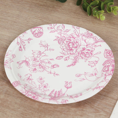 Beautiful Pink & White French Toile Dessert Plates Beautiful Pink & White French Toile Dessert Plates