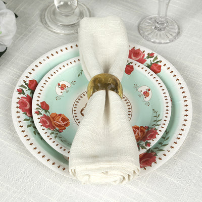 Elegant Turquoise Floral Paper Dessert Plates Elegant Turquoise Floral Paper Dessert Plates