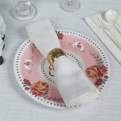 Elegant Dusty Rose Floral Paper Dinner Plates 9" Elegant Dusty Rose Floral Paper Dinner Plates 9"