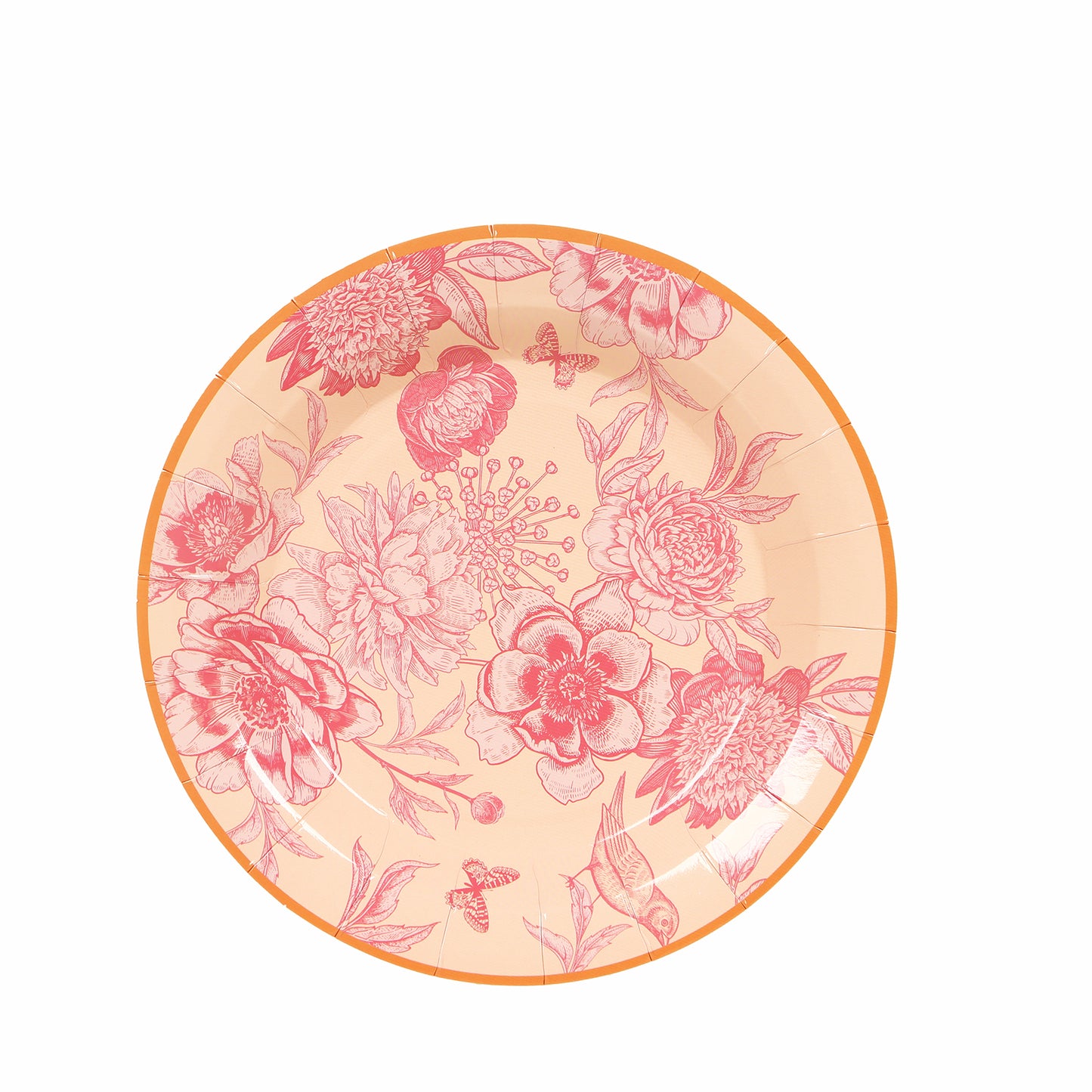 50 Pcs Dusty Rose Spring Floral Disposable Plates with Gold Rim, Heavy Duty Round Dinner and Dessert Paper Plates - 7",9"