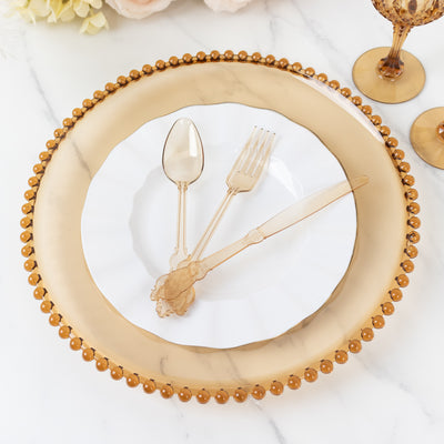 Transparent Amber Gold Baroque Silverware Set Transparent Amber Gold Baroque Silverware Set