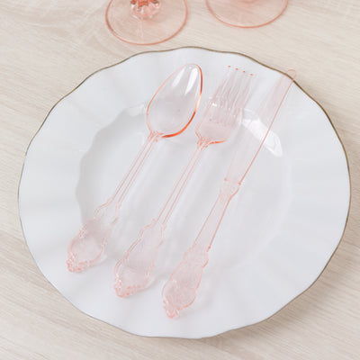 Transparent Blush Baroque Silverware Set Transparent Blush Baroque Silverware Set