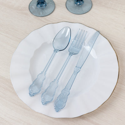 Transparent Dusty Blue Baroque Silverware Set Transparent Dusty Blue Baroque Silverware Set