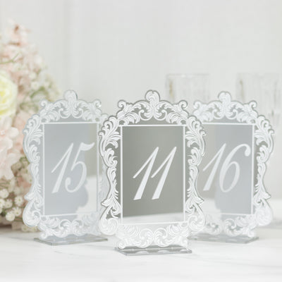 Silver Mirror Arch Acrylic Wedding Table Numbers Silver Mirror Arch Acrylic Wedding Table Numbers
