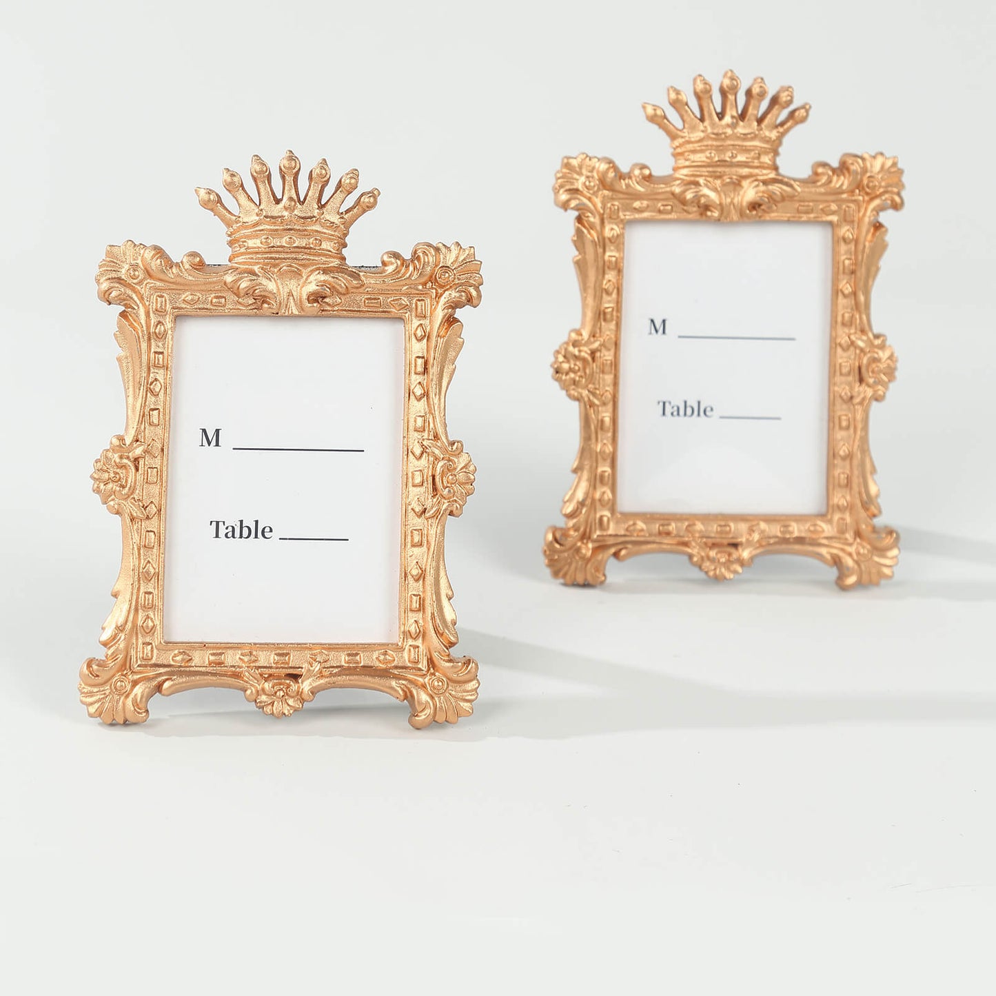 4 Pack Gold Resin Vintage Crown Photo Frames Party Favors, Rectangle Mini Picture Frame Wedding Place Card Holders - 4.5"x3"