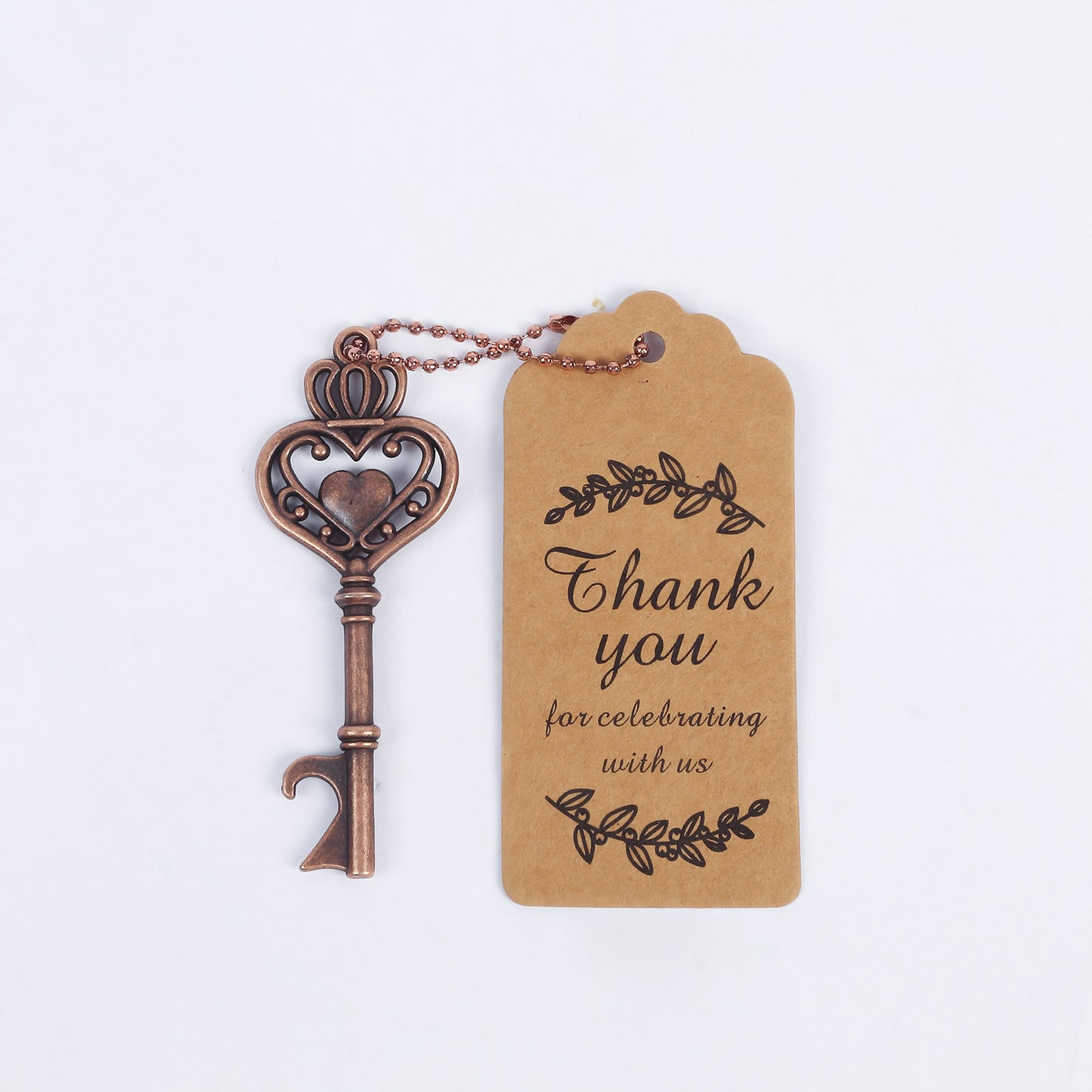 10 Pack Antique Gold Skeleton Key Bottle Opener Wedding Favors, Rustic Wedding Bridal Shower Souvenirs With Tag Card & Chain
