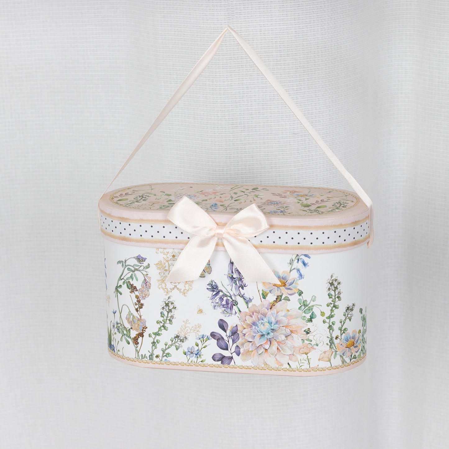 Blush Floral Design Bridal Shower Gift Set, 2 Pack Porcelain Tea Cups With Matching Keepsake Gift Box and Satin Ribbon Handle