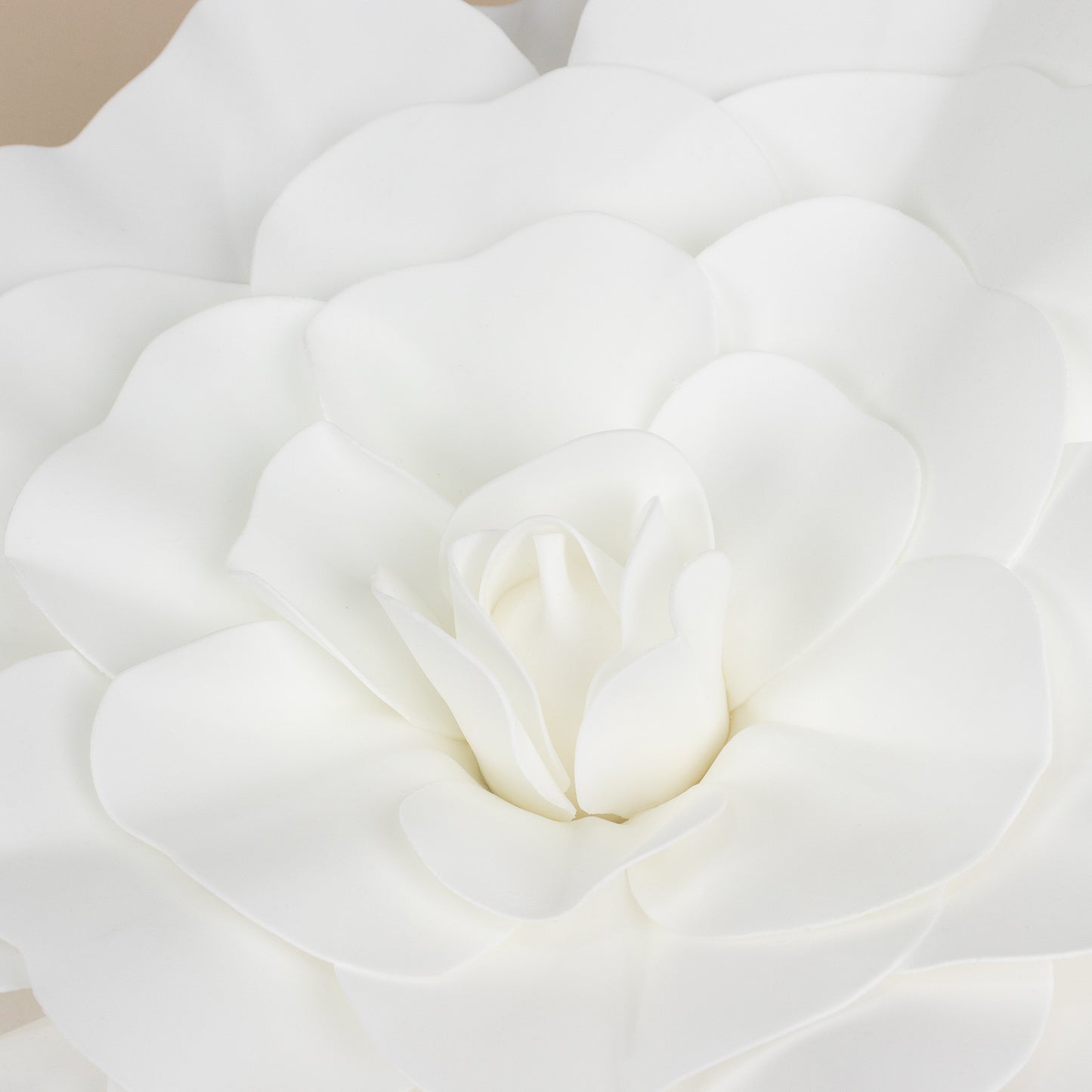 Large white artificial foam DIY craft roses, perfect for decor.