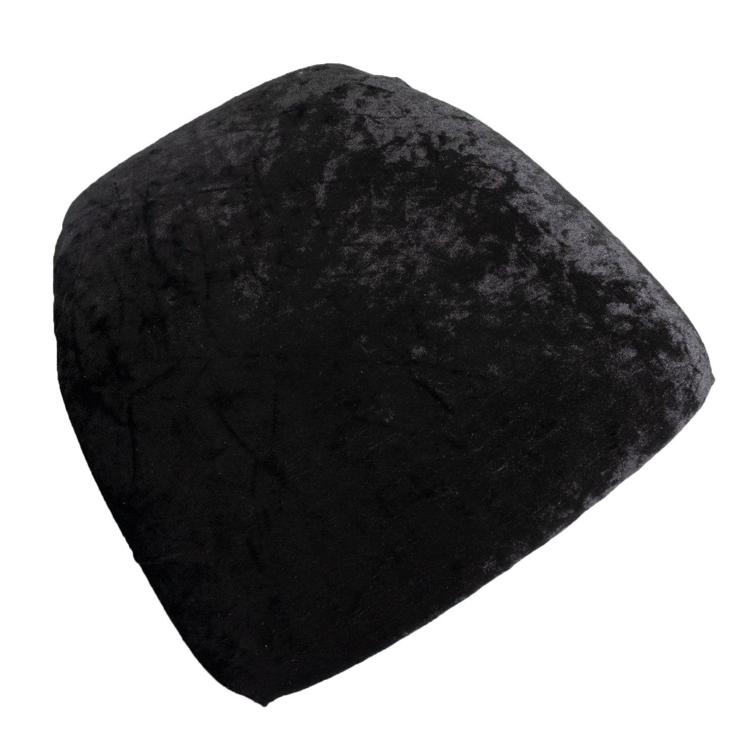 Black crushed velvet seat pad cover for Chiavari chairs.