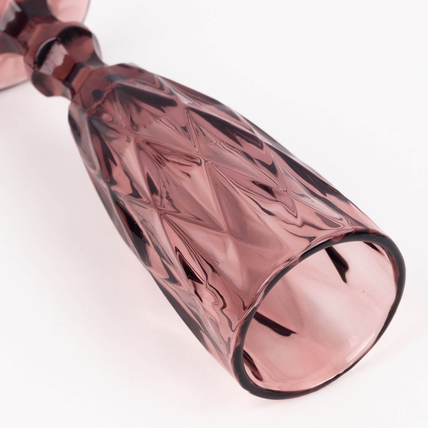 6 Pack Dusty Rose Crystal Cut Wine Goblet Toast Glasses, 6oz Transparent Textured Champagne Flute Glasses - 8"