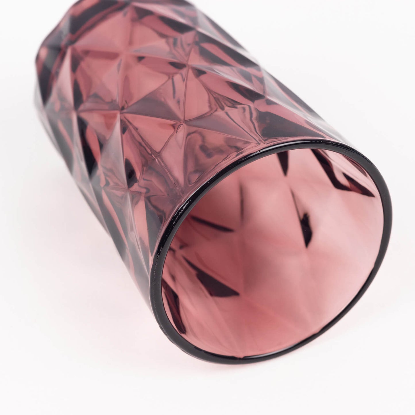 6 Pack Dusty Rose Crystal Cut Highball Cocktail Glasses with Heavy Base, 12oz Textured Whiskey Tumbler Drinking Glasses - 5"