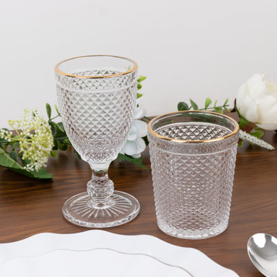 Classic Clear Hobnail Tumbler Drinking Glasses with Gold Rim Classic Clear Hobnail Tumbler Drinking Glasses with Gold Rim