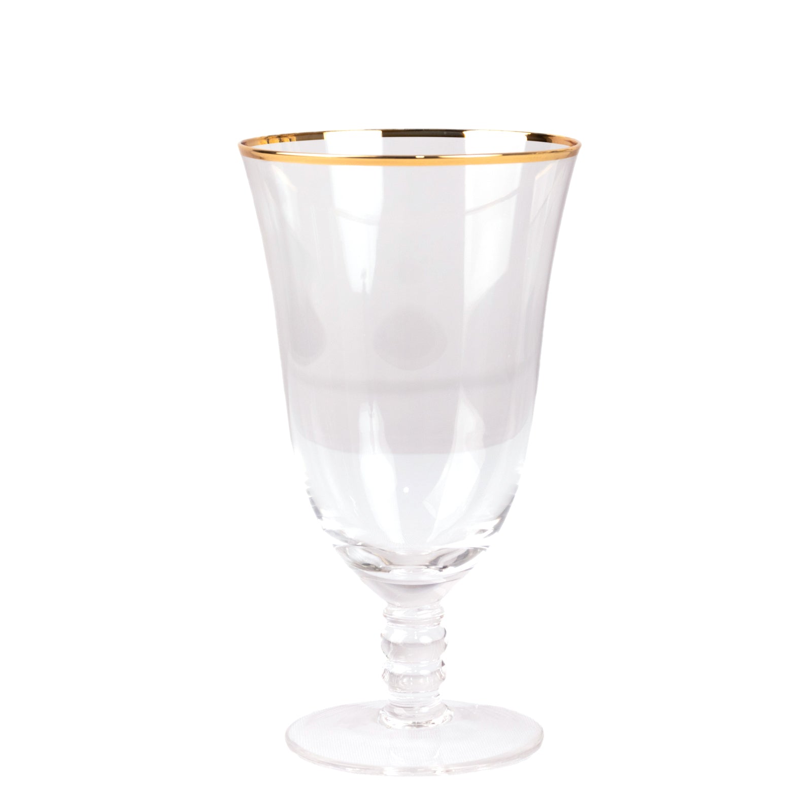 6-Pack Clear Red Wine Glasses 16Oz Gold Rimmed Design With Short Beaded Stem 7