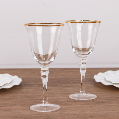 Elegant Gold Rimmed Clear Wine Goblet Glasses Elegant Gold Rimmed Clear Wine Goblet Glasses