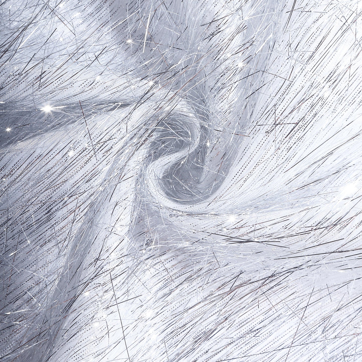 Silver metallic fringe fabric for Chiara wedding arch covers.