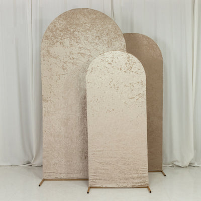 Beige Crushed Velvet Chiara Wedding Arch Covers Beige Crushed Velvet Chiara Wedding Arch Covers