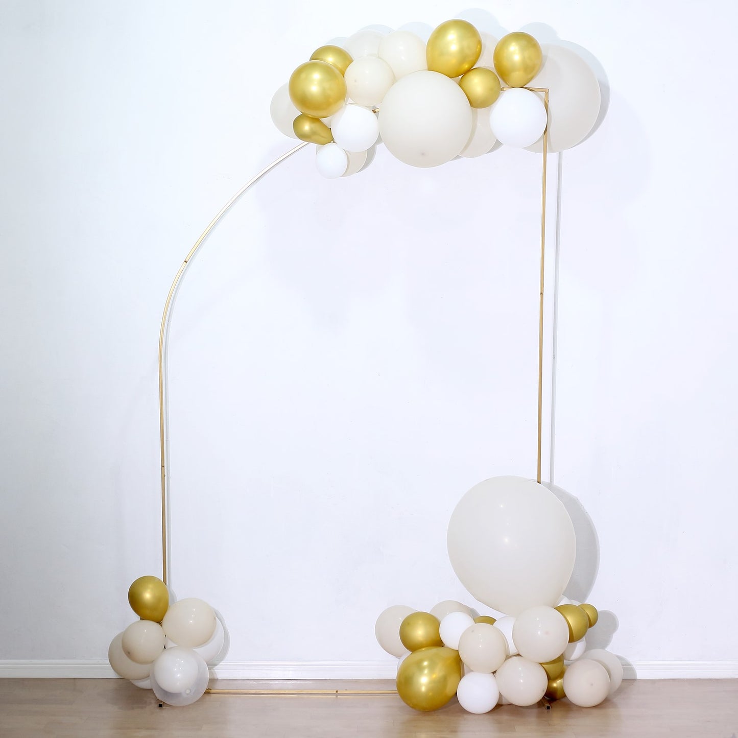 8ft Gold Metal Half Moon Floral Frame Wedding Arbor Stand, Chiara Backdrop Display Arch