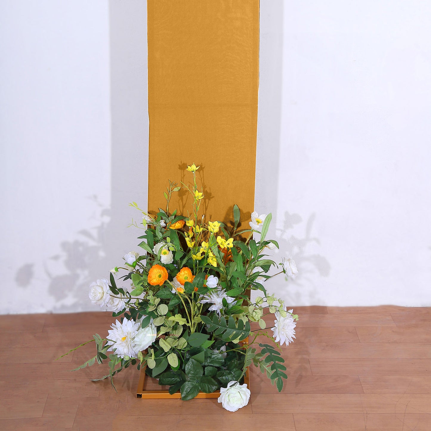 8ft Gold Spandex Fitted Open Arch Wedding Arch Cover, Double-Sided U-Shaped Backdrop Slipcover