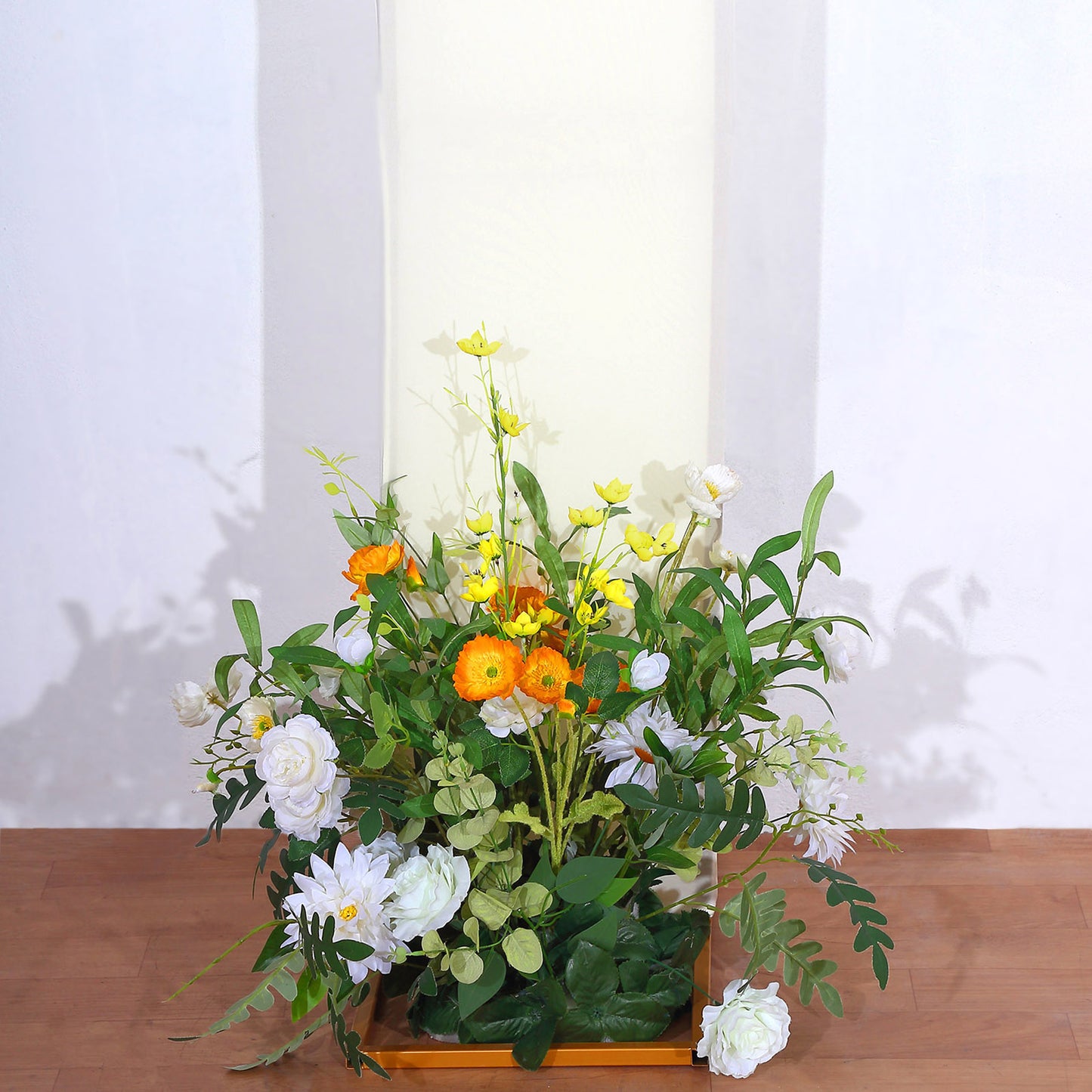 8ft Ivory Spandex Fitted Open Arch Wedding Arch Cover, Double-Sided U-Shaped Backdrop Slipcover