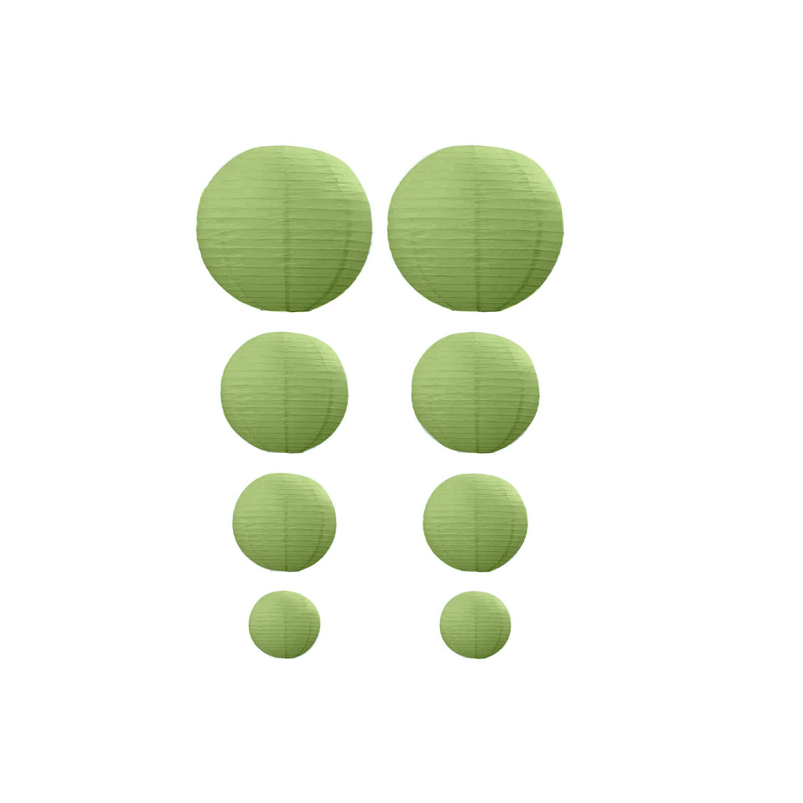 8-pk 6-14in Sage Green Hanging Paper Lanterns | TCFLinen