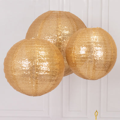 Exquisite Sparkly Gold Sequin Fabric Hanging Lanterns Exquisite Sparkly Gold Sequin Fabric Hanging Lanterns