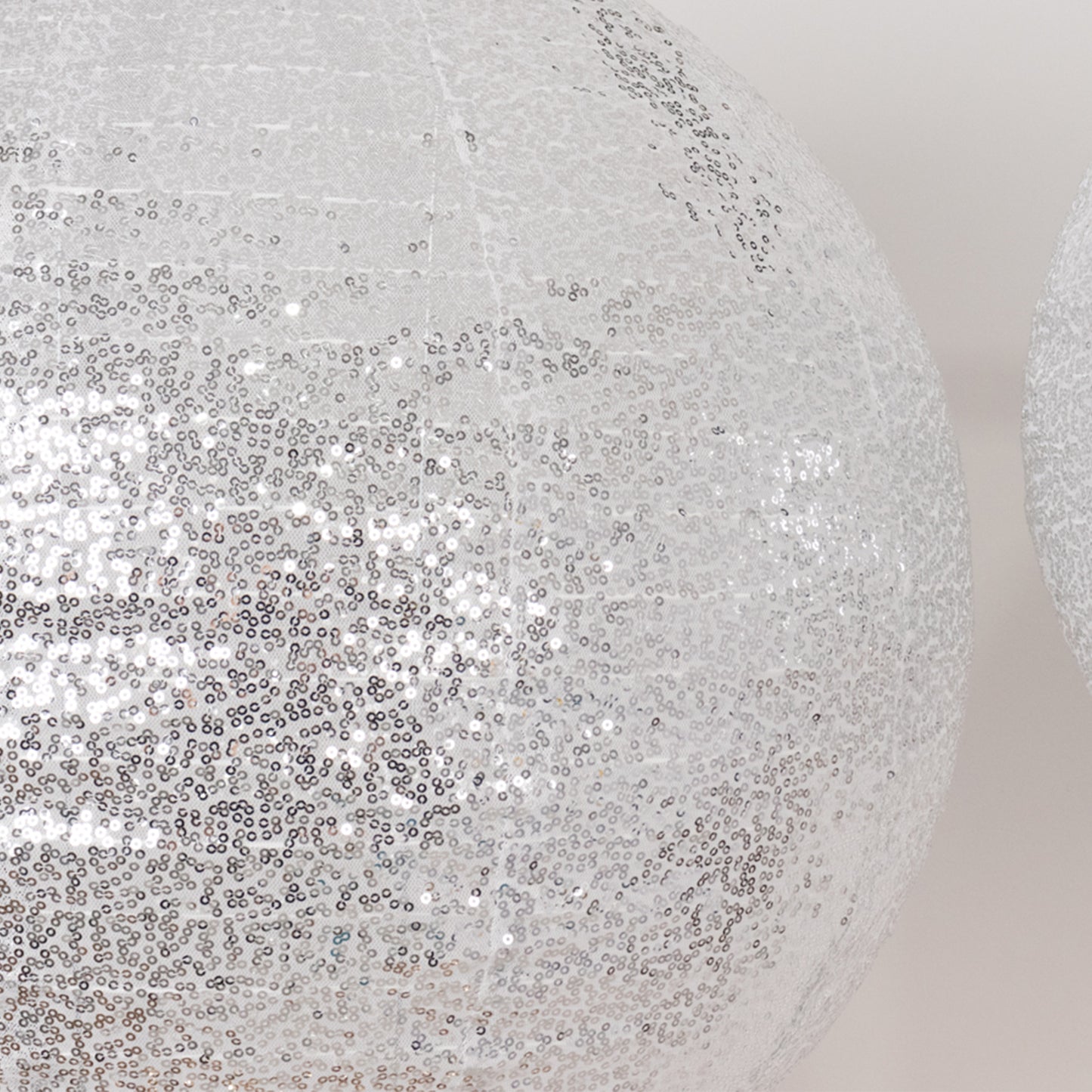Glitter silver sequin fabric hanging lanterns, decorative round lampshades.