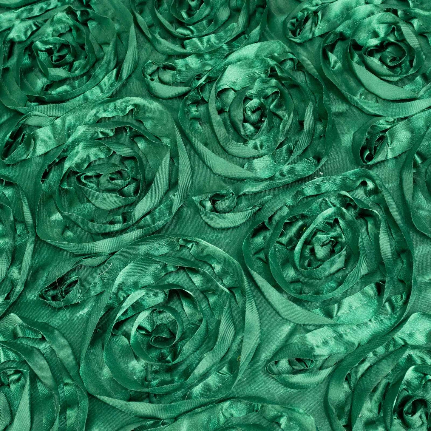 72"x72" Hunter Emerald Green 3D Rosette Satin Table Overlay