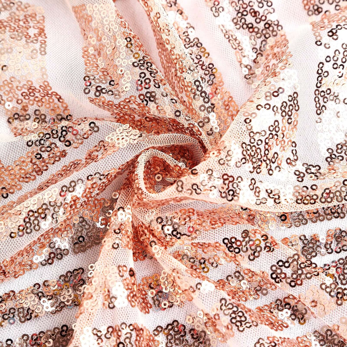 Blush diamond glitz sequin table overlay topper, 72" square.