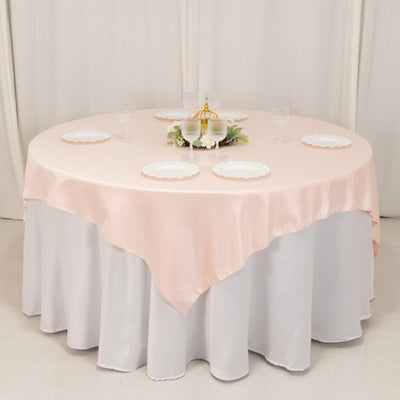 Sophisticated Charm with Blush Lamour Satin Table Overlay Sophisticated Charm with Blush Lamour Satin Table Overlay