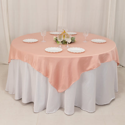 Sophisticated Charm with Dusty Rose Lamour Satin Table Overlay Sophisticated Charm with Dusty Rose Lamour Satin Table Overlay