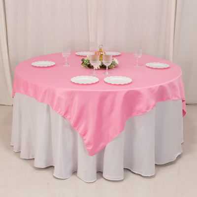 Sophisticated Charm with Pink Lamour Satin Table Overlay Sophisticated Charm with Pink Lamour Satin Table Overlay