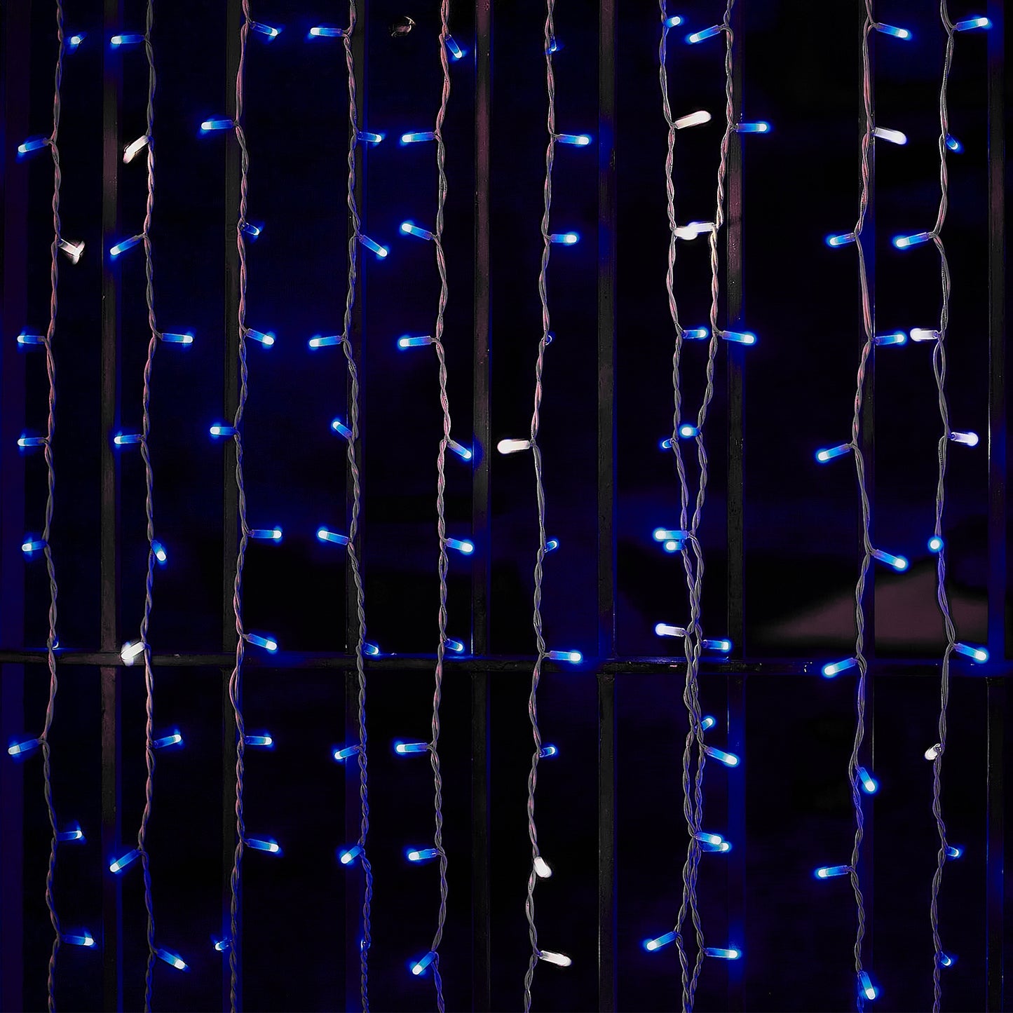 10ft blue 300 LED icicle curtain fairy string lights with 8 modes.