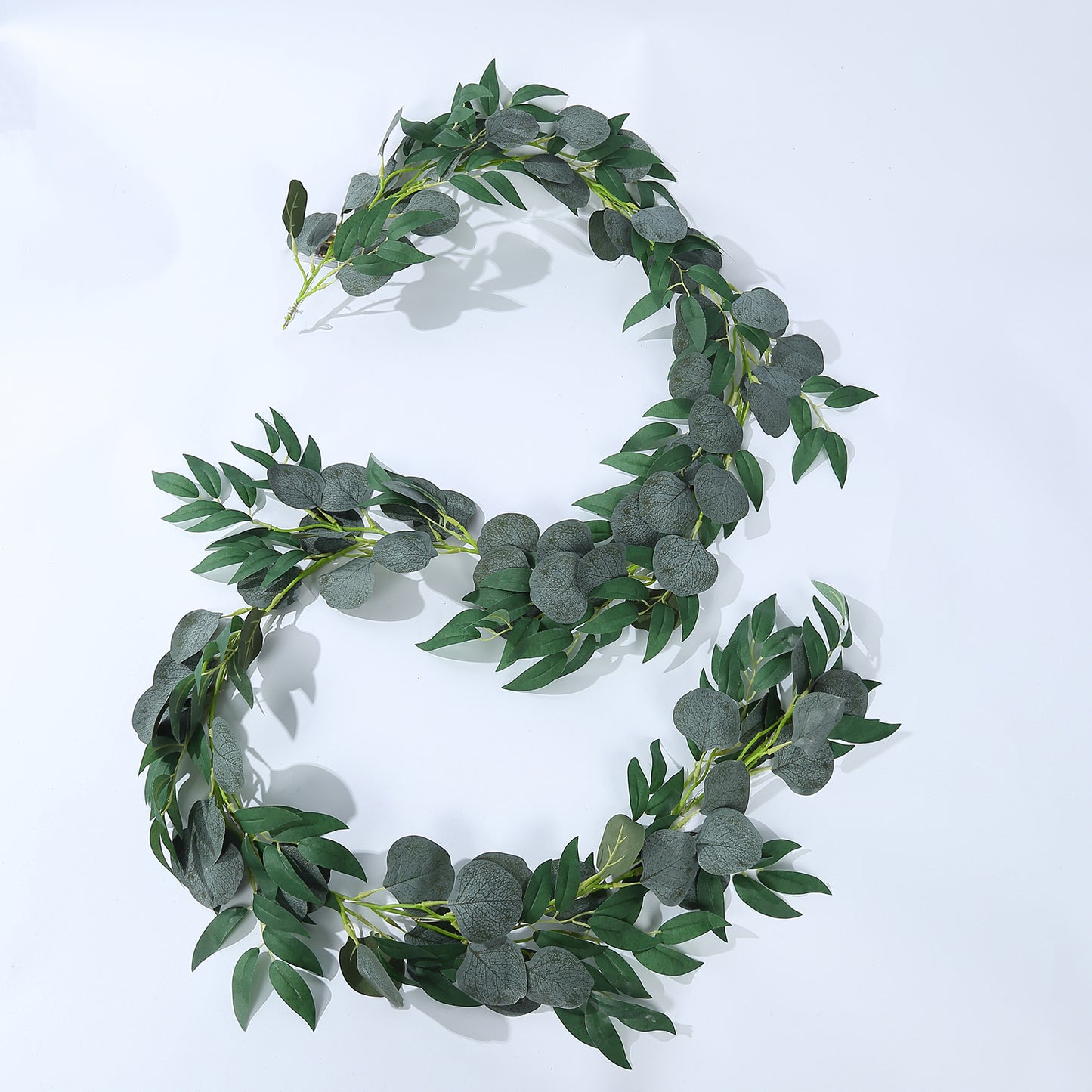 6ft Artificial Eucalyptus Leaf Garland Fairy Lights, Warm White 20 LED Battery Operated String Lights with Fake Greenery Willow Hanging Vines