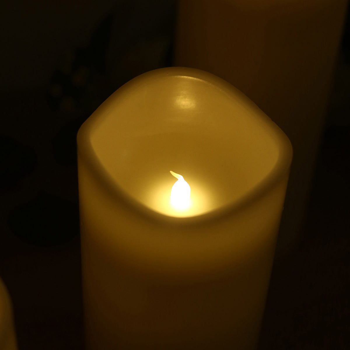 Set of 6 Ivory Flameless LED Pillar Candles, Real Wax Wavy Top with Flickering Light & 6/18H Timer -